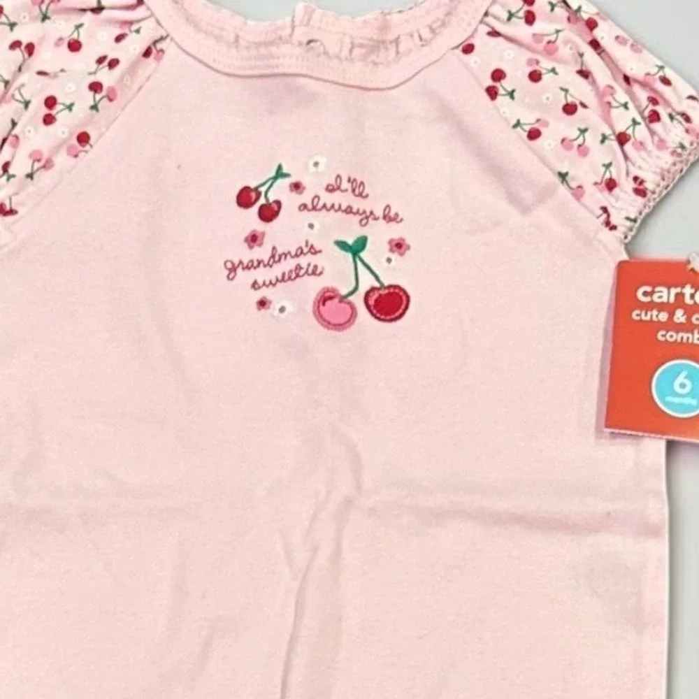 Carter's Baby Girls Cherry Bodysuit Grandma's Sweetie Pants Set Pink 6 Mo NWT
